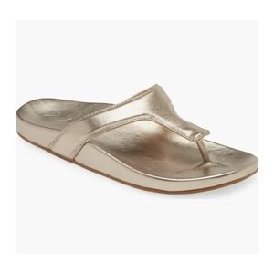 Olukai Kipea Lipi Leather Women's Sandals Size 9 Bubbly Gold